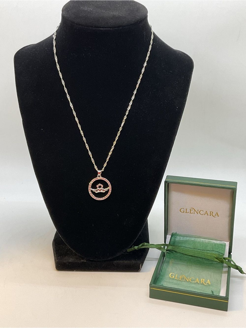 Glencara Silver Tone Claddagh Pendant Necklace